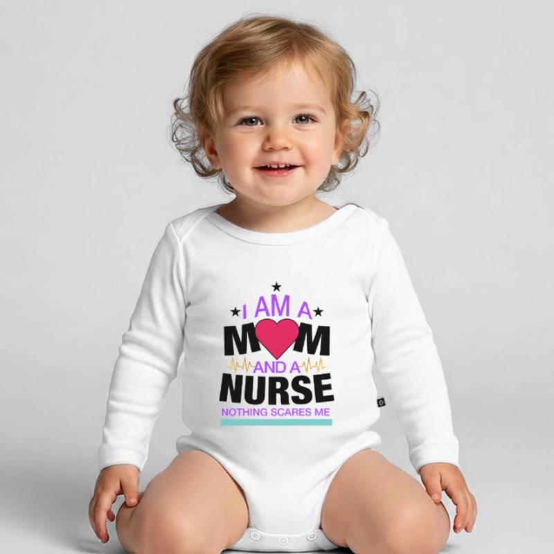 Ich bin eine Mutter und eine Krankenschwester Nichts macht mir Angst Baby Bio-Langarm-Body