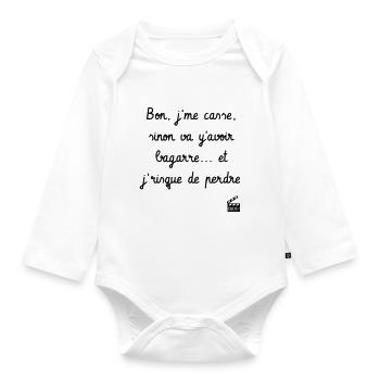 Va y avoir bagarre ! Citation Série H - Humour - Body Bébé bio manches longues - blanc - Devant