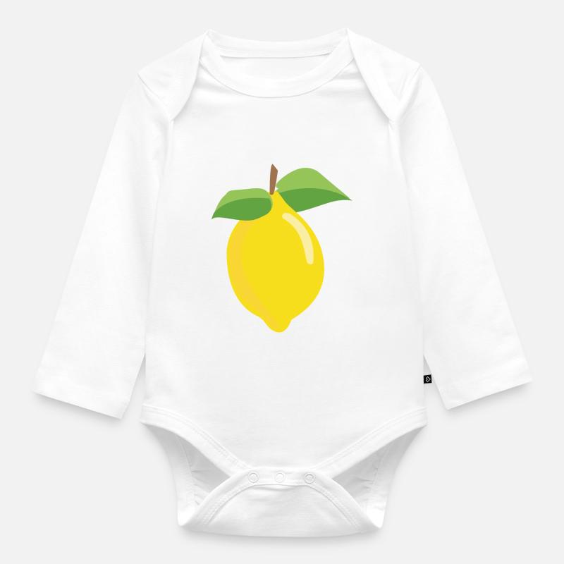 Zitrone - Baby Bio-Langarm-Body - Weiß