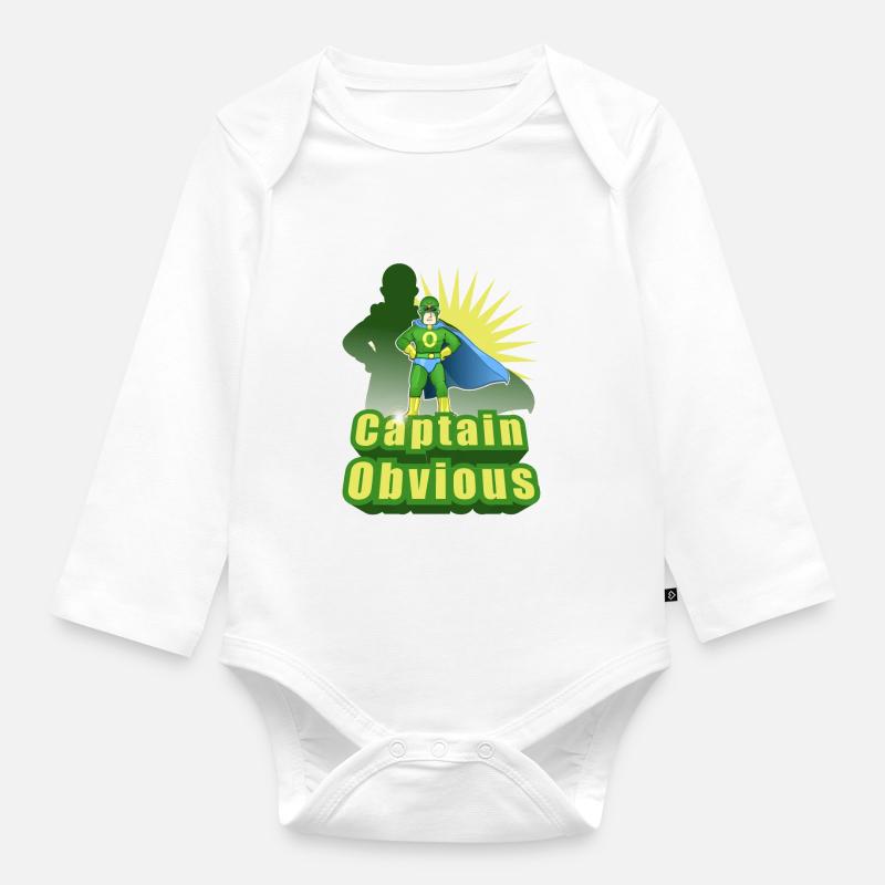Captain obvious - Body Bébé bio manches longues - blanc