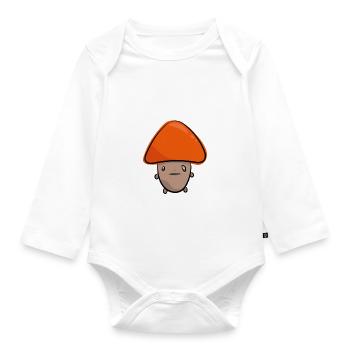 Funny mushroom, hilarious, mushroom picker, forest, mushrooms - Organic Longsleeve Baby Bodysuit - white - Front