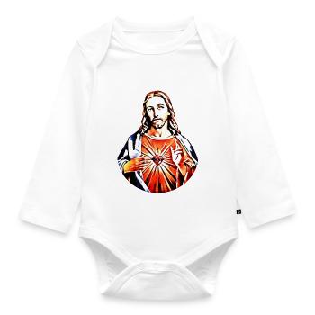 Jesus Christ * Jesus Christ contrast - Organic Longsleeve Baby Bodysuit - white - Front