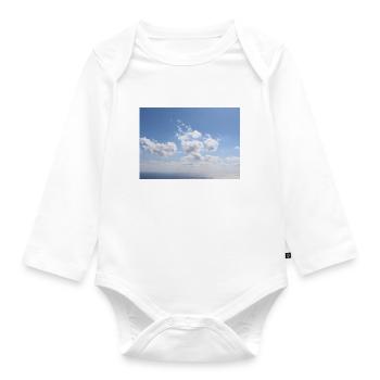 Impressionnant modèle de nuages de ciel bleu - Vacances d’été - Body Bébé bio manches longues - blanc - Devant