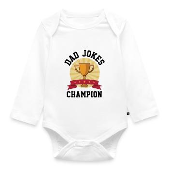 Papa Witze Champion - Baby Bio-Langarm-Body - Weiß - Vorne