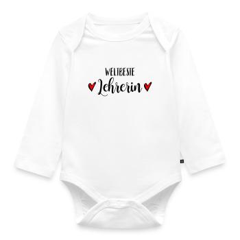 Beste Lehrerin Grundschullehrerin Klassenlehrerin - Baby Bio-Langarm-Body - Weiß - Vorne