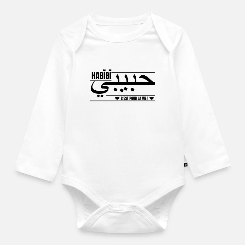Habibi, c'est pour la vie ! - Idée cadeau Amour - Body Bébé bio manches longues - blanc