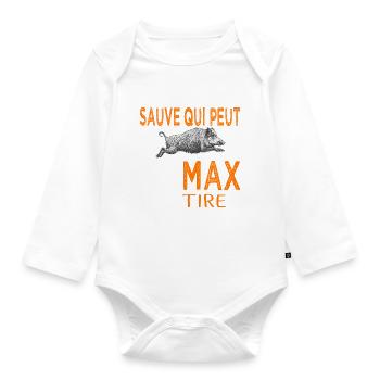c'est Max qui tire Humour Maxime Maximilien Chasse - Body Bébé bio manches longues - blanc - Devant