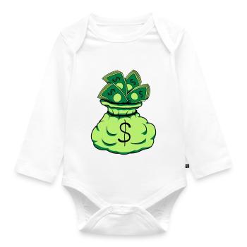 Geld Sack Scheine - Baby Bio-Langarm-Body - Weiß - Vorne