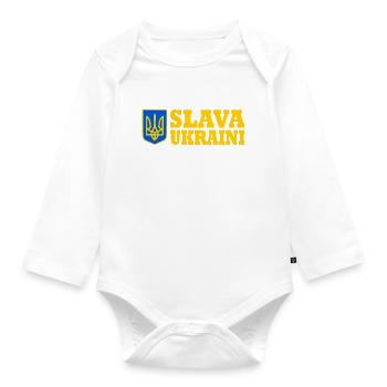 Slava ukraini - Baby Bio-Langarm-Body - Weiß - Vorne