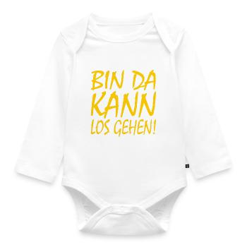 Bin da kann losgehen - Baby Bio-Langarm-Body - Weiß - Vorne