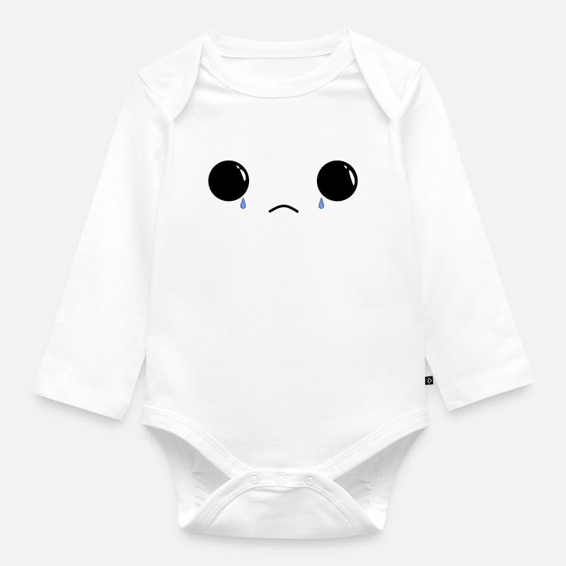 Cute sad face - Baby Bio-Langarm-Body - Weiß