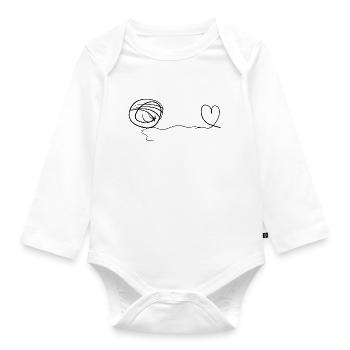 linie faden herz liebe schleife - Baby Bio-Langarm-Body - Weiß - Vorne