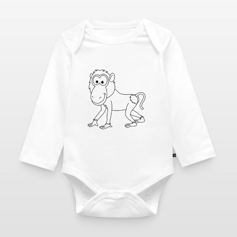 Monkey monkey comic Organic Longsleeve Baby Bodysuit