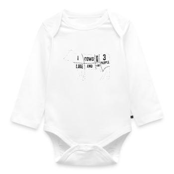I like cows and maybe like 3 people - Organic Longsleeve Baby Bodysuit - white - Front