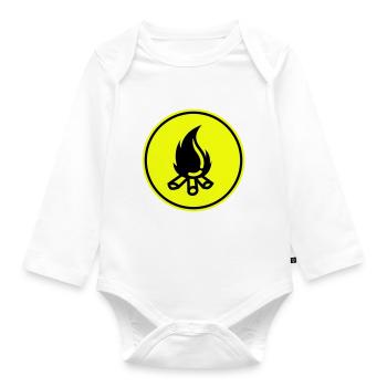 Campfire symbol - Organic Longsleeve Baby Bodysuit - white - Front