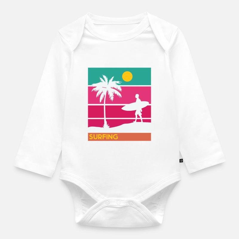 Surfing Surfboard Surfer Geschenksidee - Baby Bio-Langarm-Body - Weiß