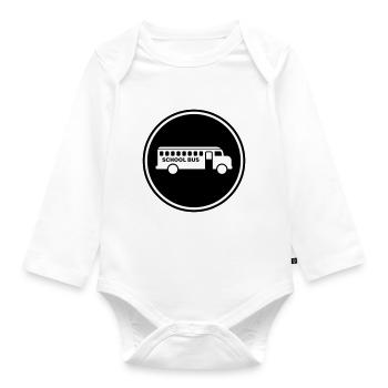 School bus school - Organic Longsleeve Baby Bodysuit - white - Front