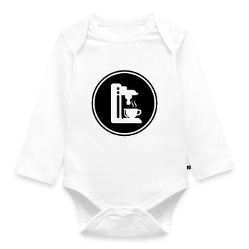 Coffee machine symbol - Organic Longsleeve Baby Bodysuit - white - Front