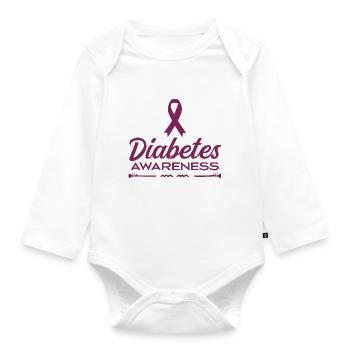 Diabetes awareness - Organic Longsleeve Baby Bodysuit - white - Front