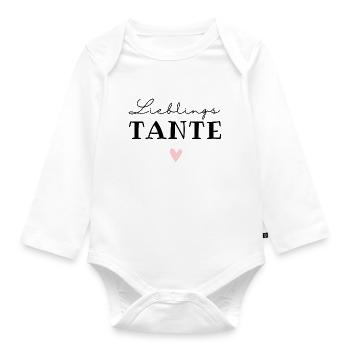 Lieblingstante / Beste Tante / Lieblingsmensch - Baby Bio-Langarm-Body - Weiß - Vorne