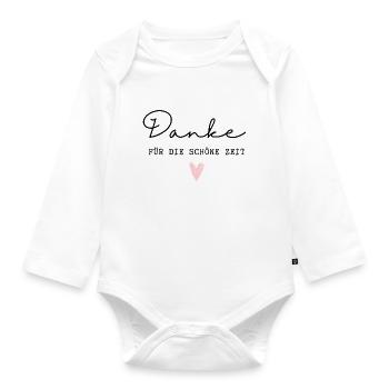 Danke für die schöne Zeit / Danke für Alles - Baby Bio-Langarm-Body - Weiß - Vorne