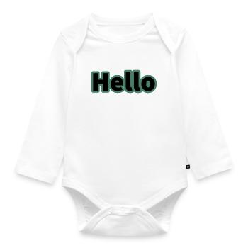 Hello - Organic Longsleeve Baby Bodysuit - white - Front