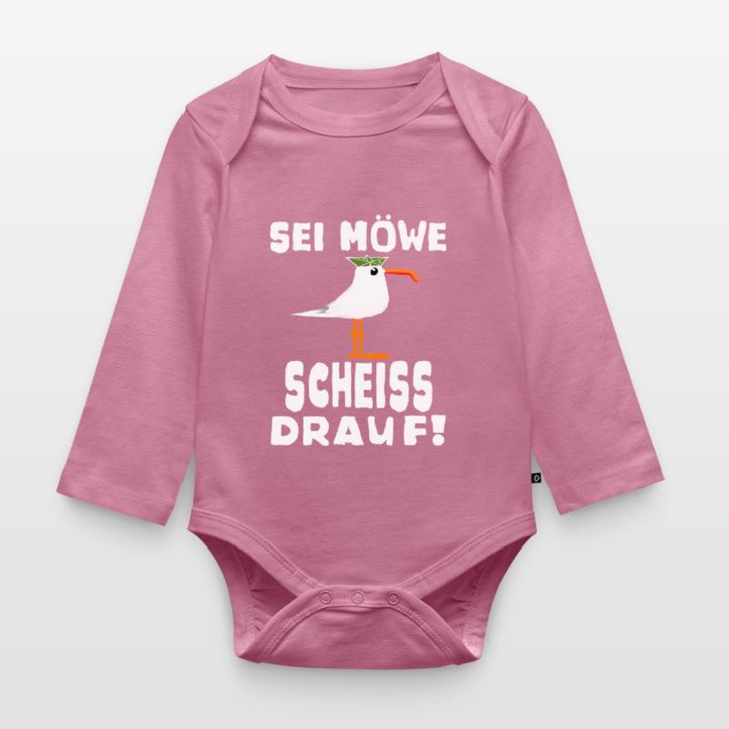 Sei Möwe Scheiss drauf Spruch oder Geschenkidee Baby Bio-Langarm-Body
