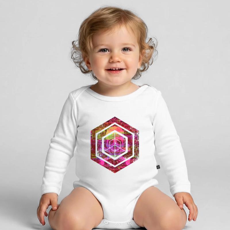 hexagon programming programmer coding geometric Organic Longsleeve Baby Bodysuit