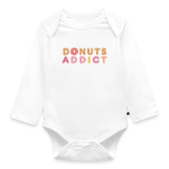 Donuts addict pink caramel - Organic Longsleeve Baby Bodysuit - white - Front
