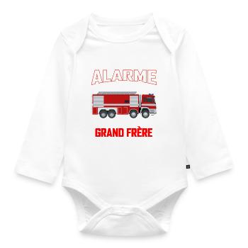 Cadeau Future Grand Frère - Body Bébé bio manches longues - blanc - Devant
