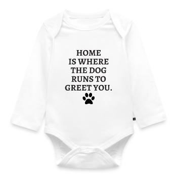 Chien Homme Chien Amour Chien Patte Chien - Body Bébé bio manches longues - blanc - Devant