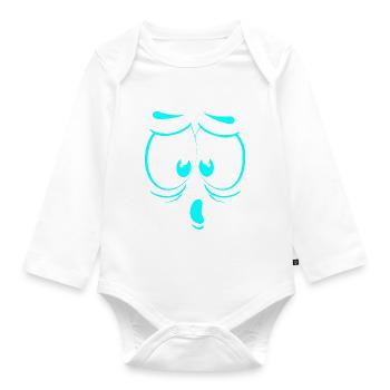 crazy face happy cartoon happy face cartoon - Organic Longsleeve Baby Bodysuit - white - Front
