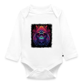 bday 1960s green hippie festival humor birthday - Organic Longsleeve Baby Bodysuit - white - Front
