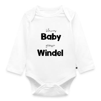 Kleines Baby - Grosse Windeln - Baby Bio-Langarm-Body - Weiß - Vorne