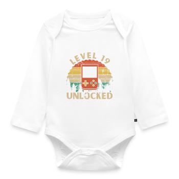 Level 19 Unlocked - Organic Longsleeve Baby Bodysuit - white - Front
