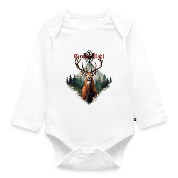 Tyrolean girl with deer loyal to the state of Tyrol - Organic Longsleeve Baby Bodysuit - white - Front