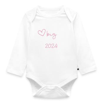 Ich werde große Schwester 2024 Einhorn Loading Süß - Baby Bio-Langarm-Body - Weiß - Vorne