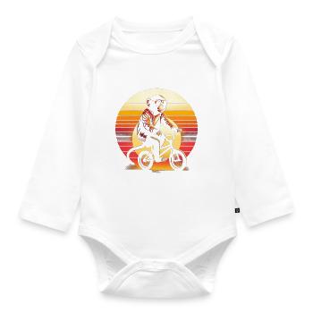 Monkey BMX - Organic Longsleeve Baby Bodysuit - white - Front
