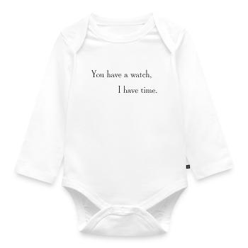 Eine Uhr aber keine Zeit - Baby Bio-Langarm-Body - Weiß - Vorne
