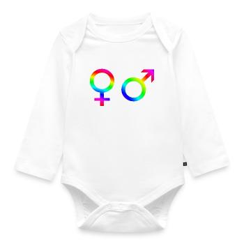 Homme femme symbole genre idée cadeau arc-en-ciel - Body Bébé bio manches longues - blanc - Devant