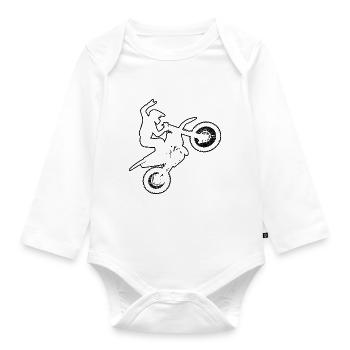 Motocross Dirt Biker Dirt Bike Supermoto - Organic Longsleeve Baby Bodysuit - white - Front