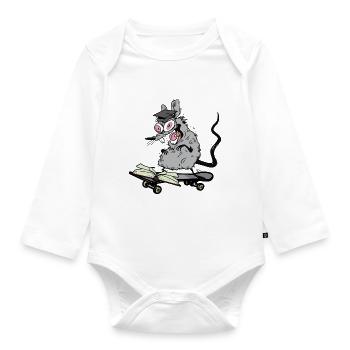 Rat, Scholar, Student, Student, Skater, Skating - Organic Longsleeve Baby Bodysuit - white - Front
