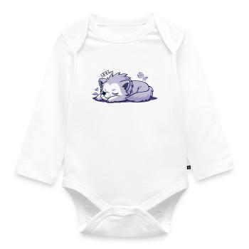 Schlafender Wolf - Aufkleber - Baby Bio-Langarm-Body - Weiß - Vorne