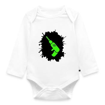 Drill Blobs Craftsman - Organic Longsleeve Baby Bodysuit - white - Front
