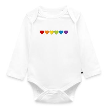 LGBTQIA+ CSD Herz Regenbogen Herzen Pride Month - Baby Bio-Langarm-Body - Weiß - Vorne