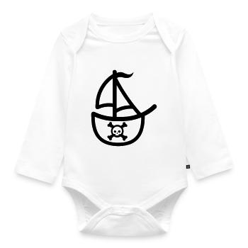 Pirate ship - Organic Longsleeve Baby Bodysuit - white - Front