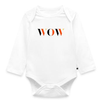 WOW dreifarbig - Baby Bio-Langarm-Body - Weiß - Vorne