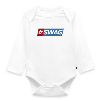 SWAG Block Colors Hashtag - Organic Longsleeve Baby Bodysuit - white - Front