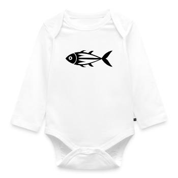 Fisch - Baby Bio-Langarm-Body - Weiß - Vorne