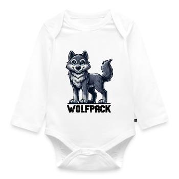 wolf comic - Baby Bio-Langarm-Body - Weiß - Vorne